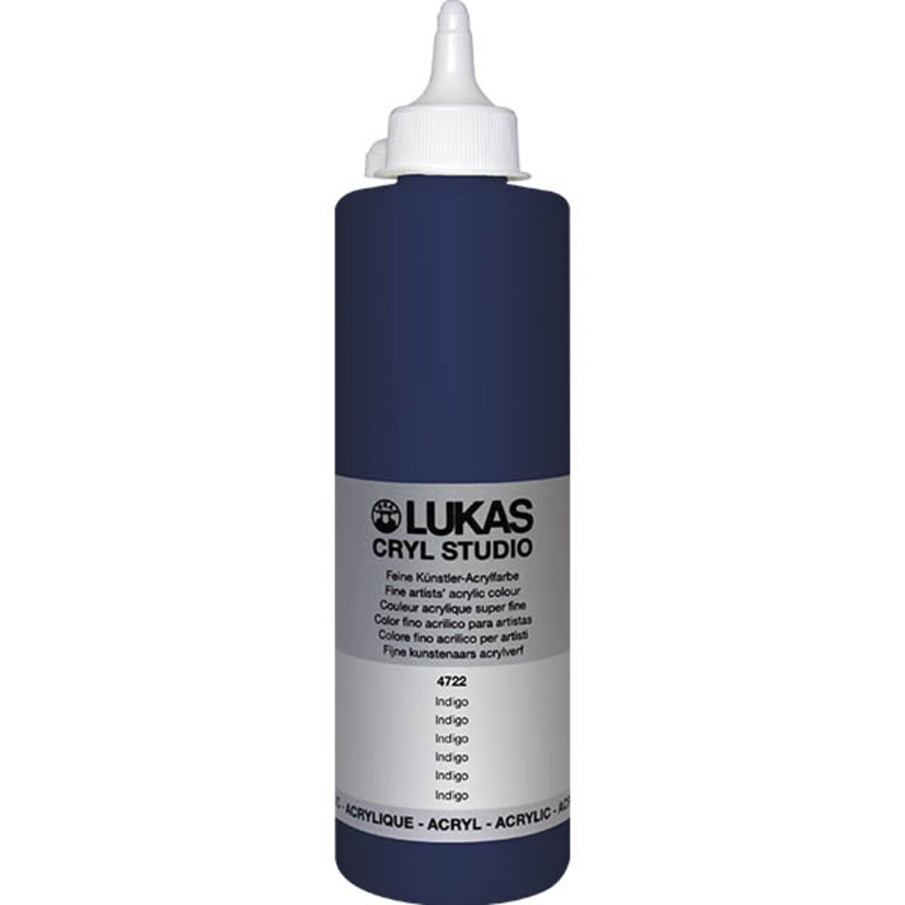 Lukas CRYL Studio Artist Acrylic Paint, Indigo, 500 ml Bottle - High Pigment Acrylic Paints for Canvas Painting, Large Scale Works - Medium-Viscosity, Water-Mixable, Fast Drying